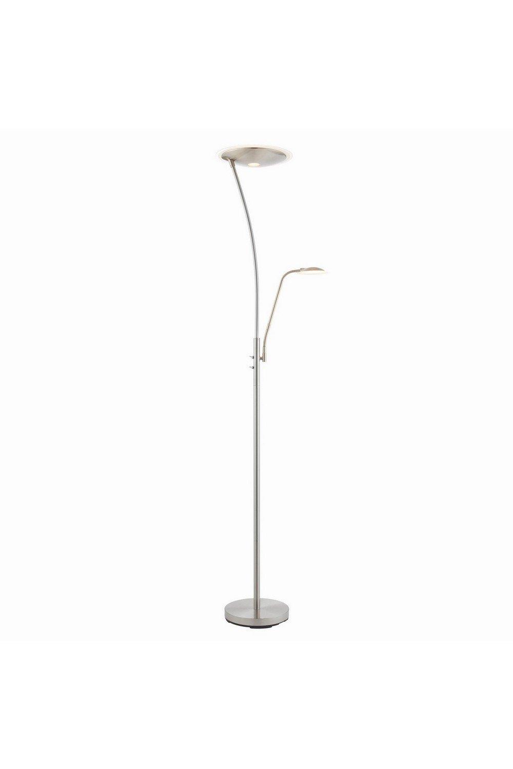 Alassio LED 1 Light Floor Lamp Satin Chrome And Frosted Plastic