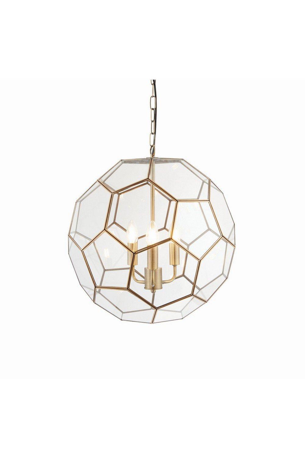 Miele 3 Light Spherical Pendant Antique Brass Glass E14