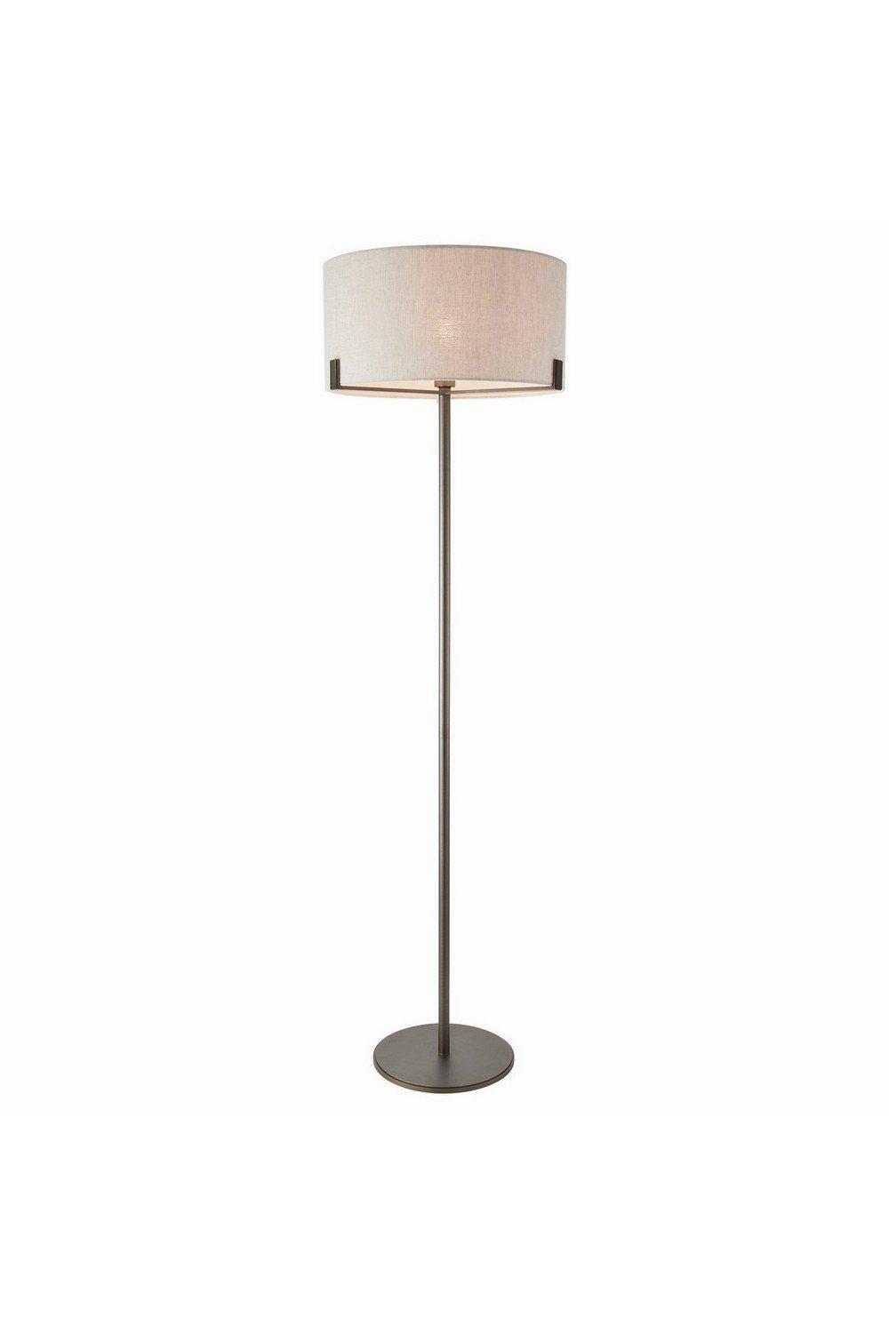 Hayfield Floor Lamp Brushed Bronze Effect Plate & Natural Linen 1 Light IP20 E27