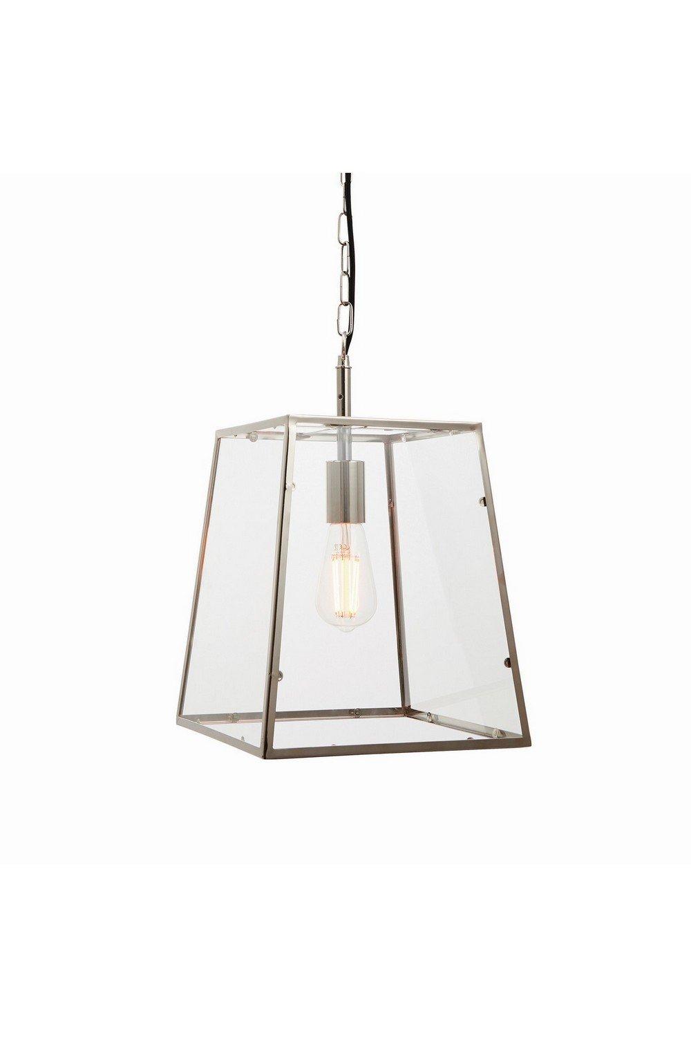 Hurst Pendant Bright Nickel Plate & Clear Glass 1 Light Dimmable IP20 E27