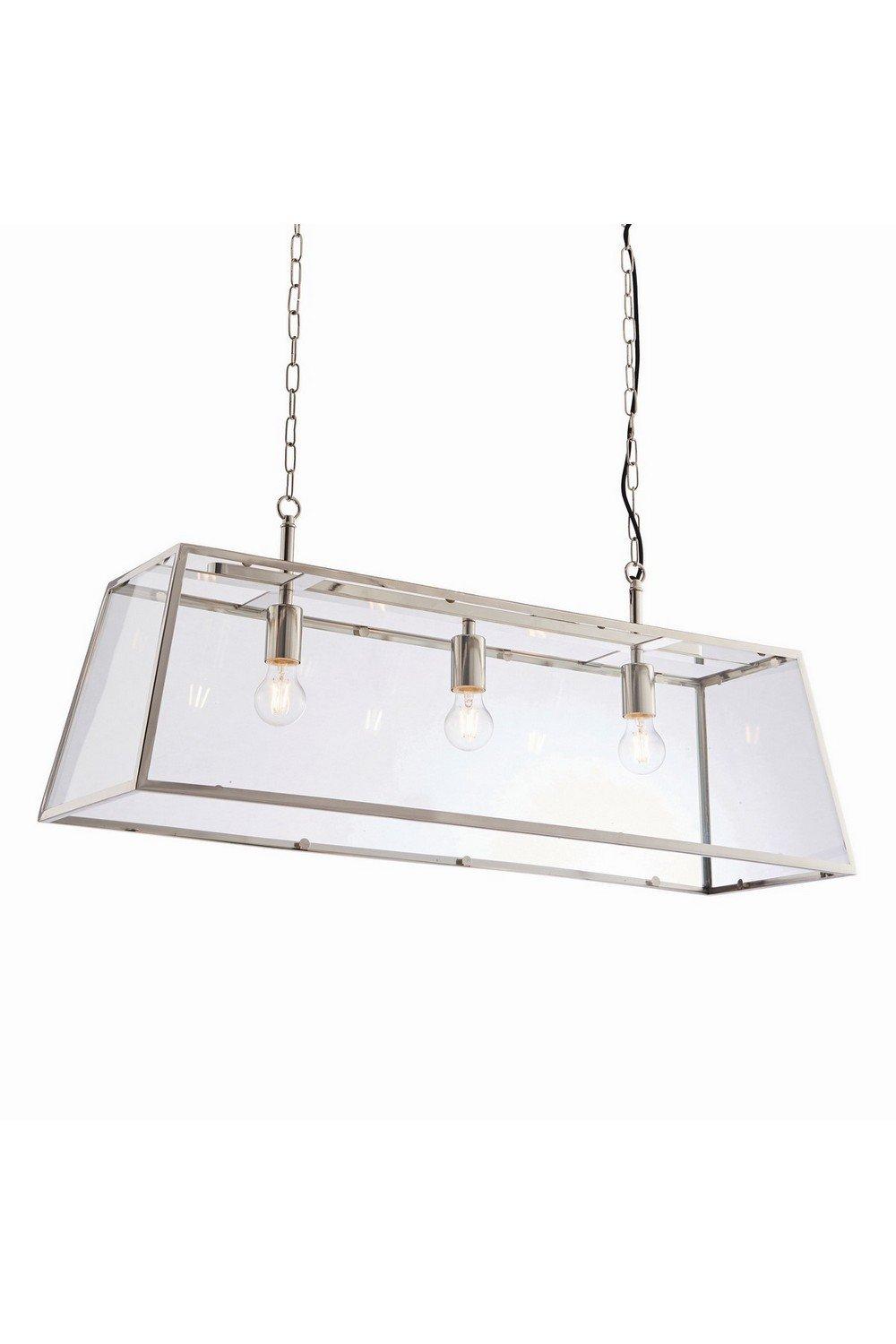 Hurst Pendant Bright Nickel Plate & Clear Glass 3 Light Dimmable IP20 E27