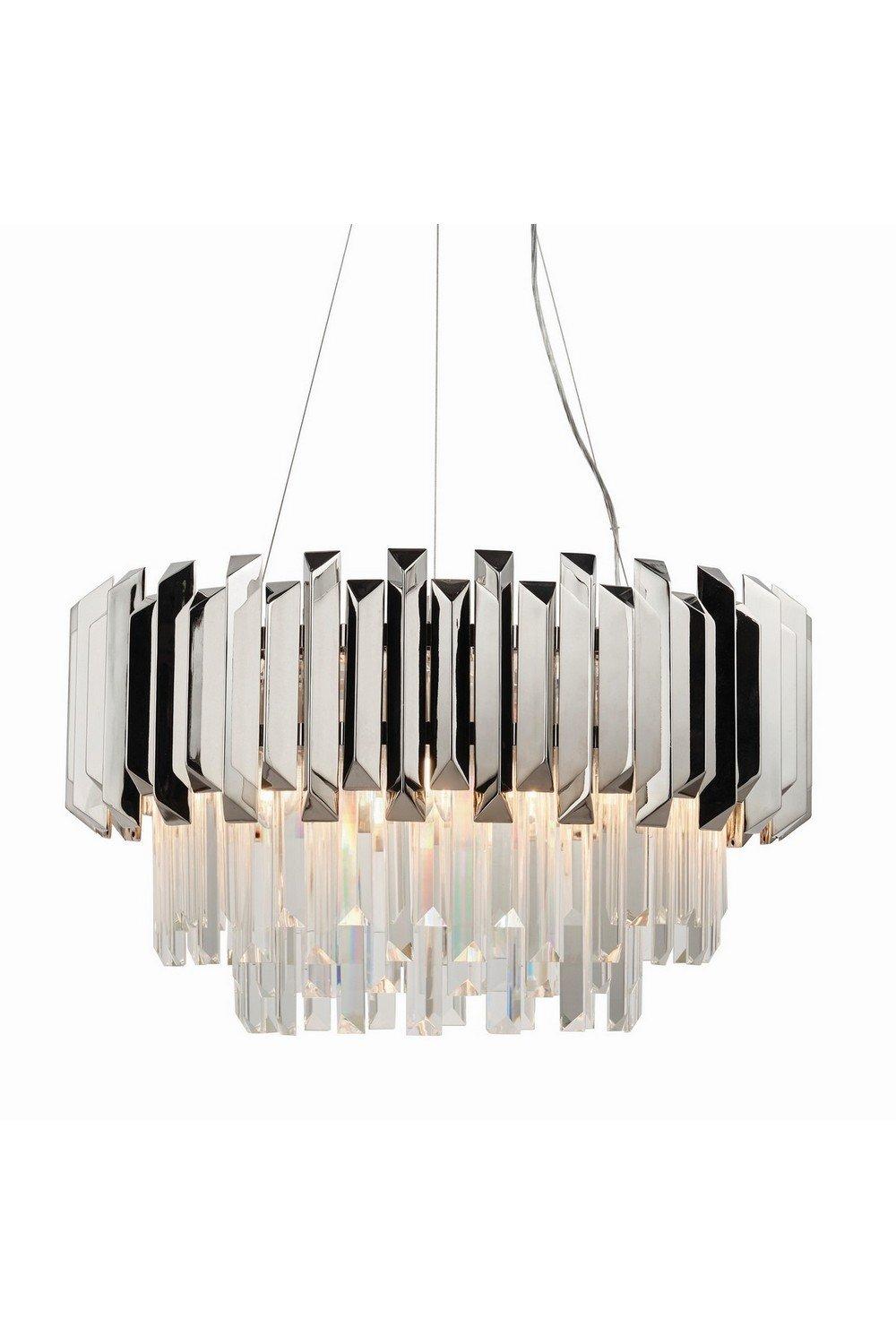 Valetta Pendant Polished Stainless Steel & Crystal (K5) Glass 6 Light Dimmable IP20 E14