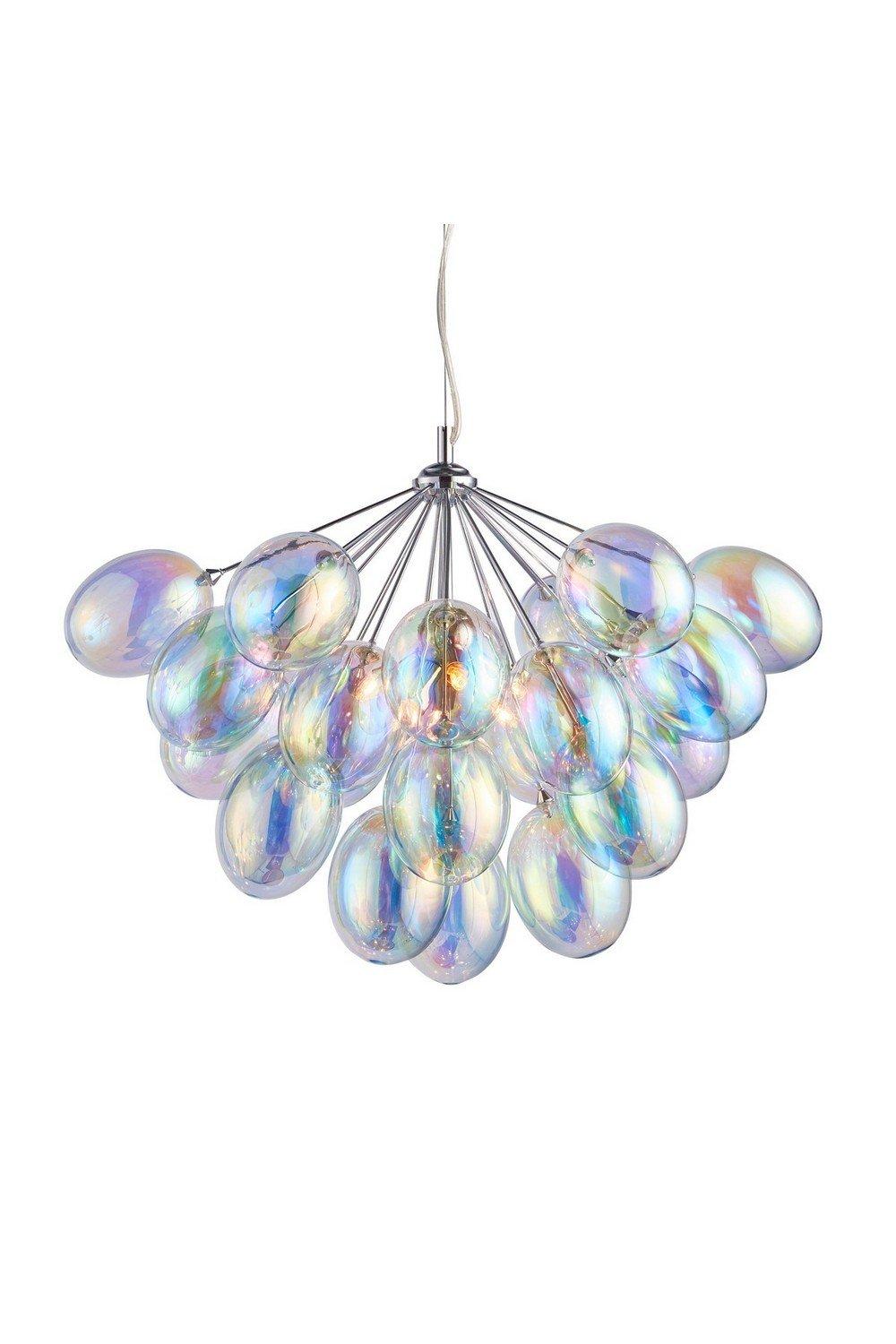 Infinity Pendant Chrome Effect Plate & Dichroic Glass 6 Light Dimmable IP20 G9