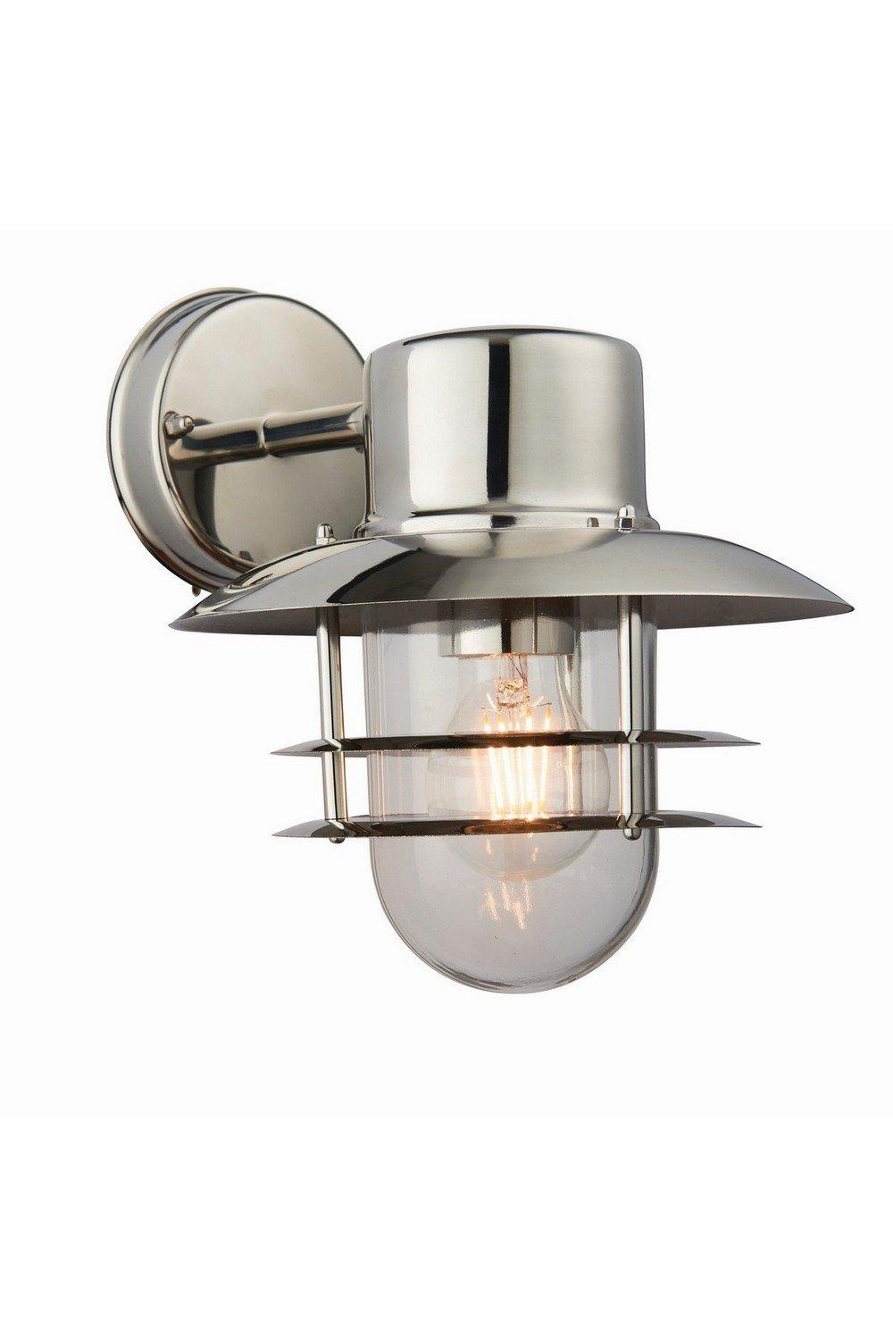 Jenson 1 Light Outdoor Wall Polished Stainless Steel Glass IP44 E27
