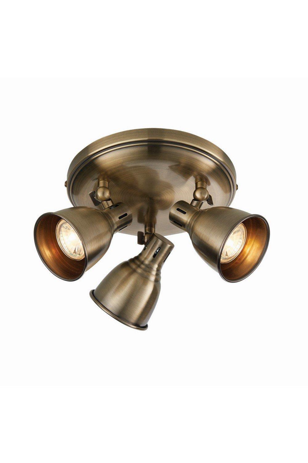 Westbury LED 3 Light Spotlight Antique Brass Plate GU10