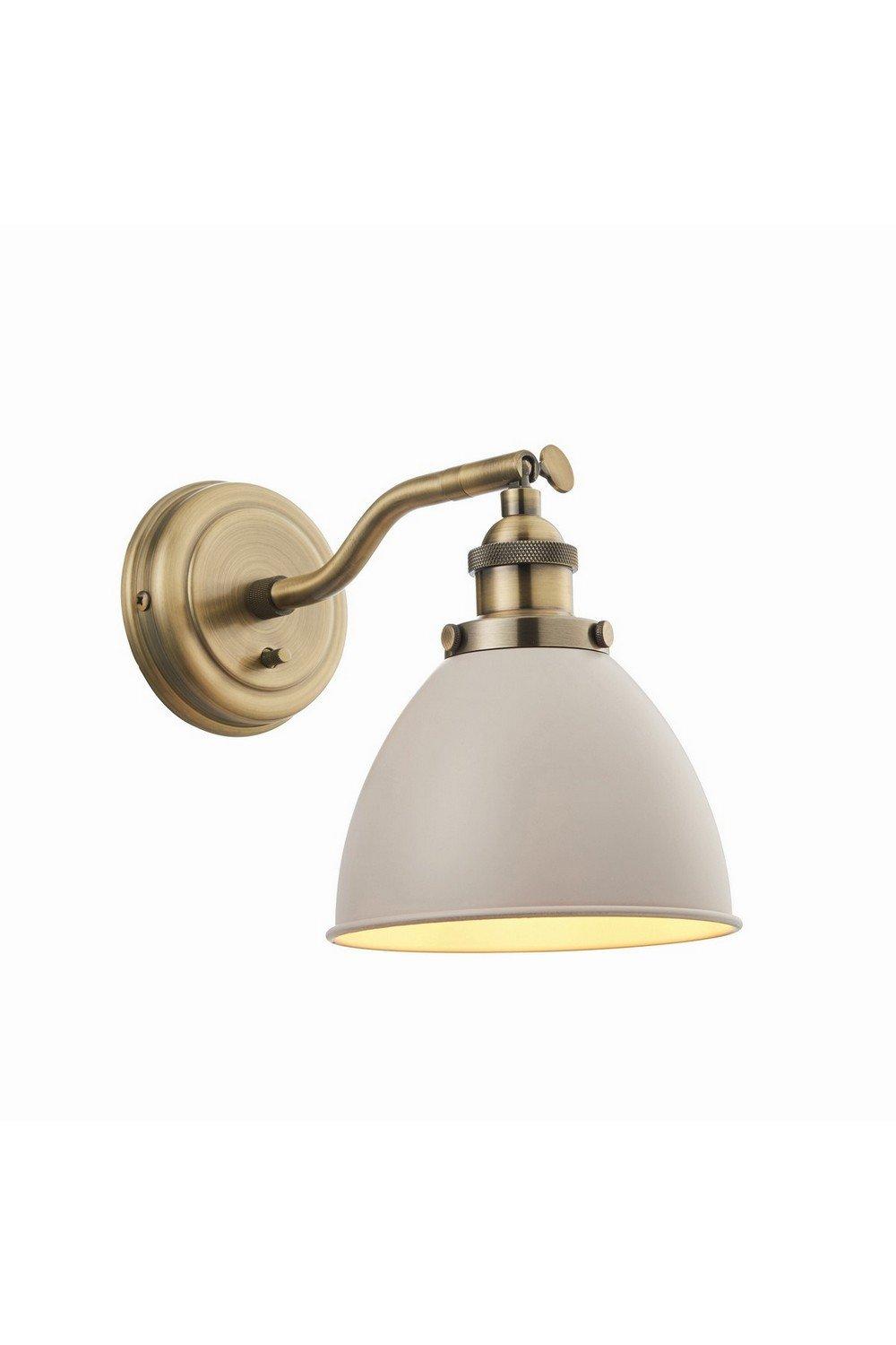 Franklin 1 Light Dome Wall Satin Taupe Antique Brass Plate E14