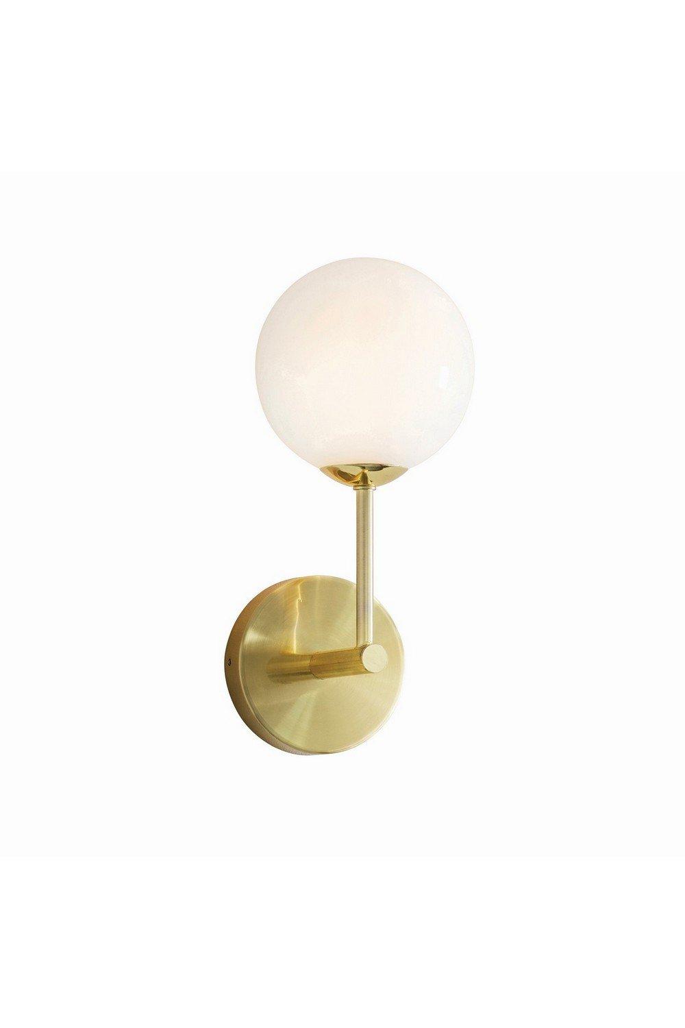 Otto Wall Satin Brushed Gold Effect Plate & Gloss Opal Glass 1 Light Dimmable IP20 G9