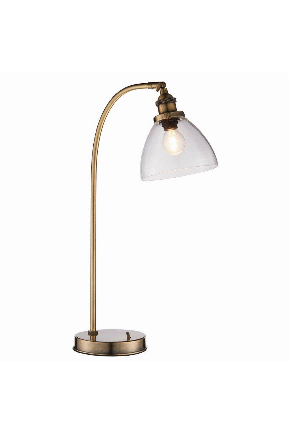 Hansen 1 Light Table Lamp Antique Brass Glass E14