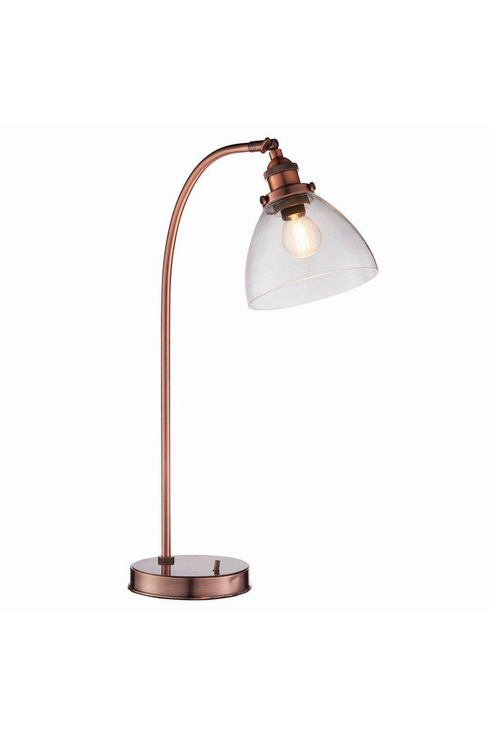 Hansen 1 Light Table Lamp Aged Copper Glass E14