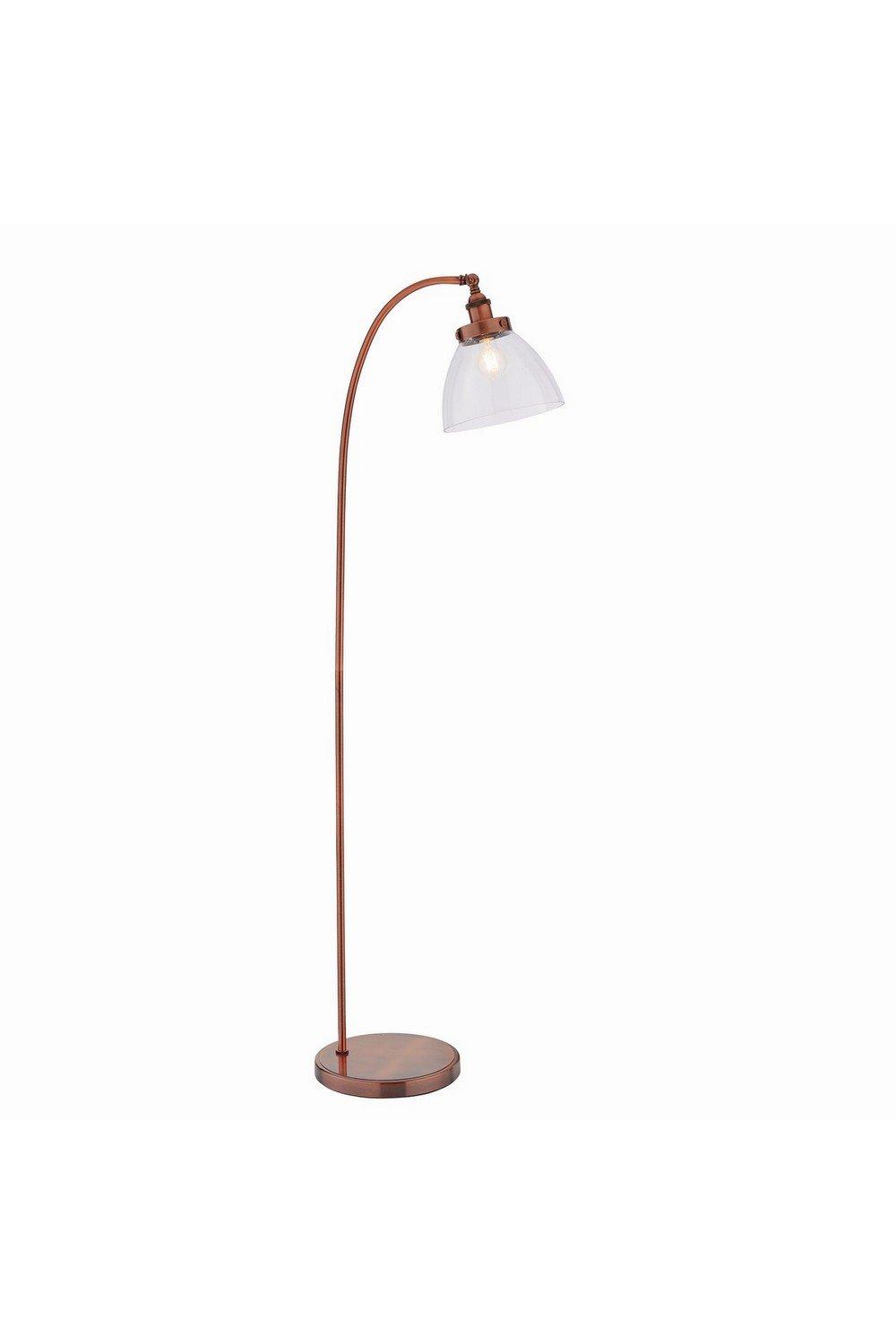 Hansen 1 Light Floor Lamp Aged Copper Glass E27
