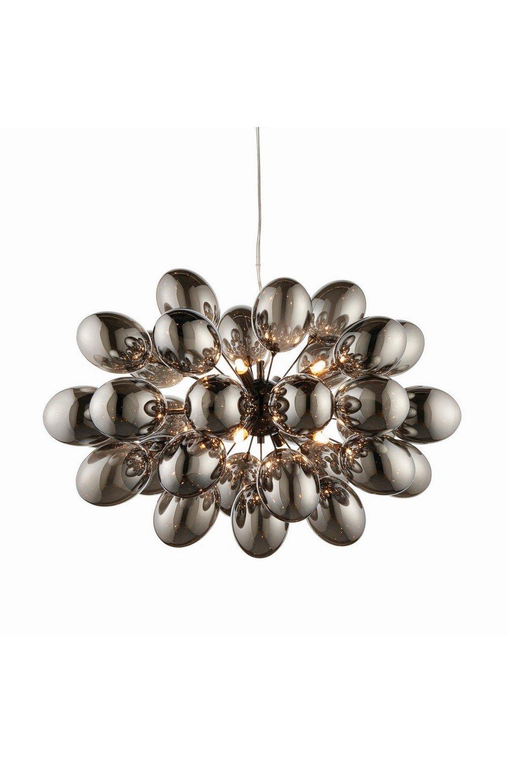 Infinity Pendant Black Chrome Effect Plate & Smokey Mirror Effect Tinted Glass 8 Light Dimmable IP20