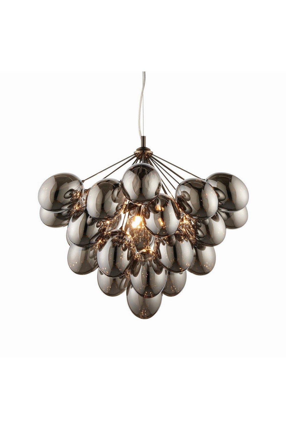 Infinity Pendant Black Chrome Effect Plate & Smokey Mirror Effect Tinted Glass 6 Light Dimmable IP20