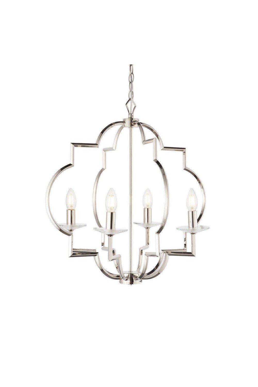Garland 4 Light Ceiling Pendant Polished Nickel & Clear Crystal Glass E14