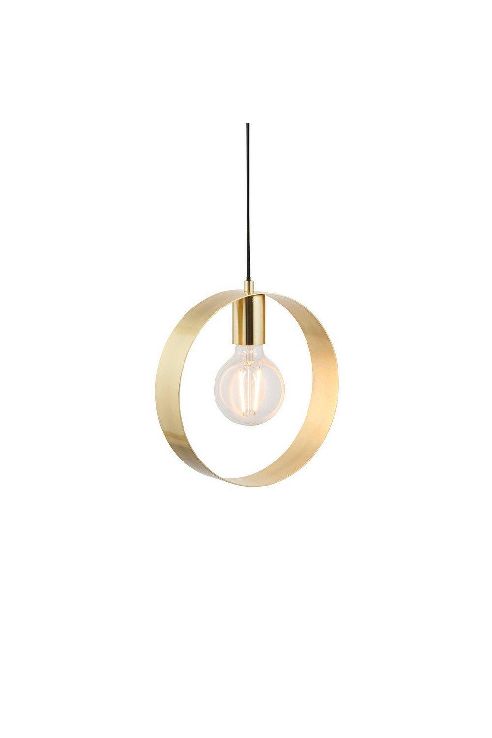 Hoop 1 Light Ceiling Pendant Brushed Brass E27