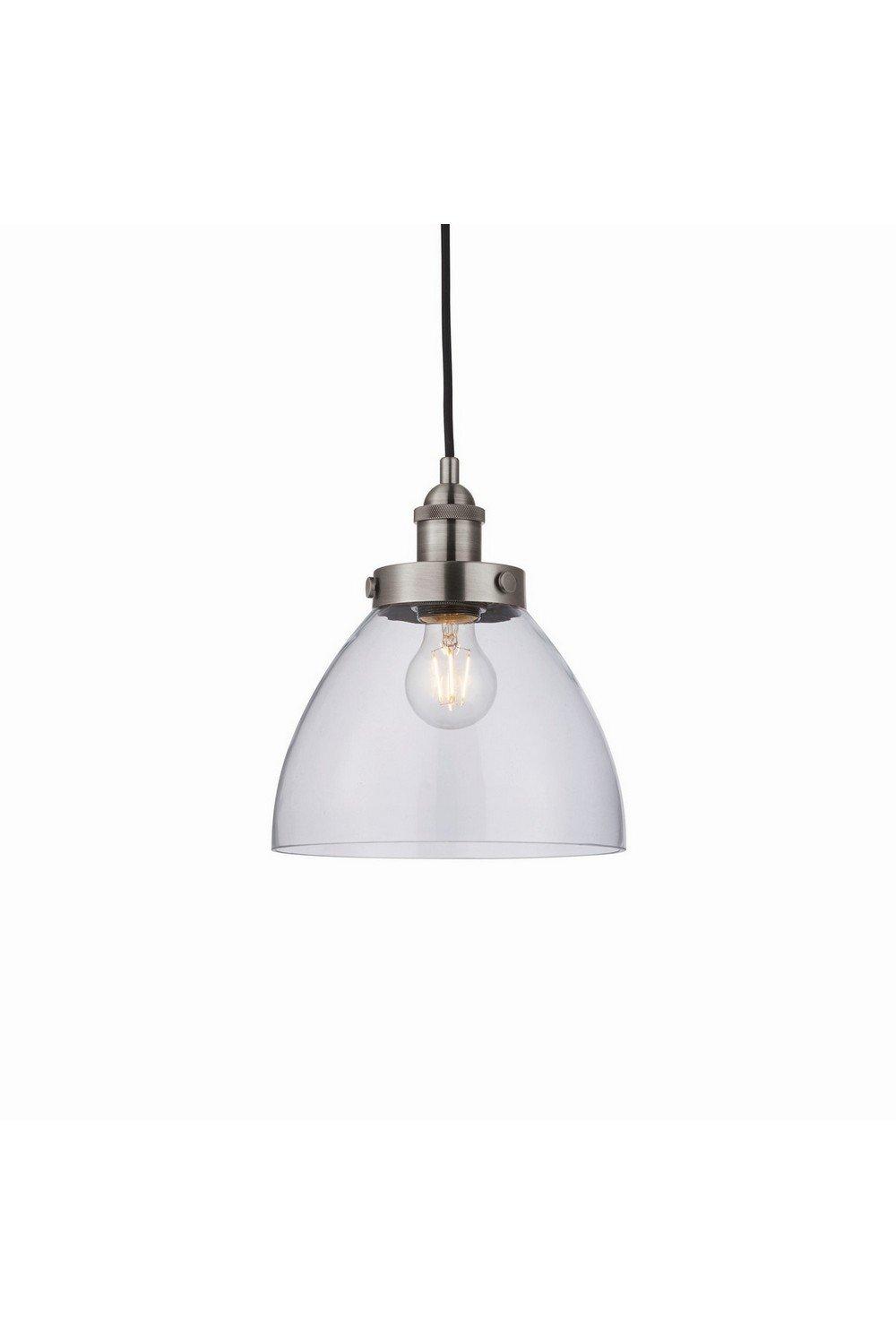 Hansen Dome Pendant Light Brushed Silver Paint Clear Glass