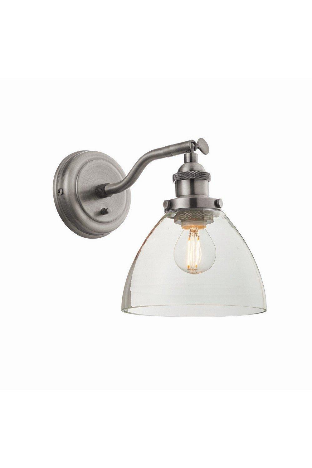 Hansen Dome Wall Lamp Brushed Silver Paint Clear Glass