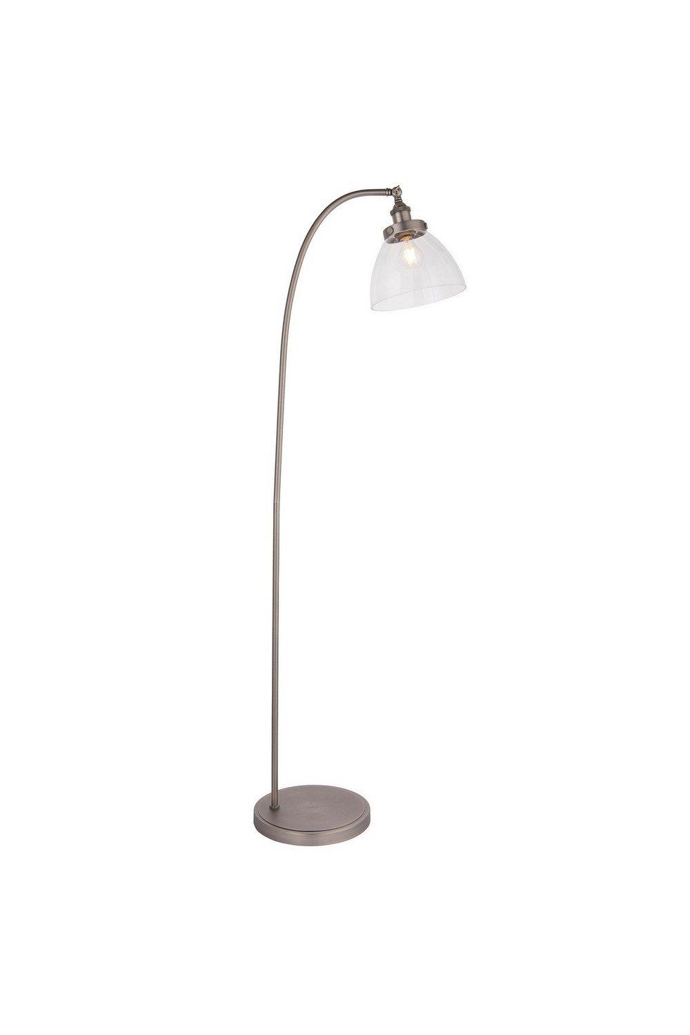 Hansen Task Floor Lamp Brushed Silver Paint Clear Glass