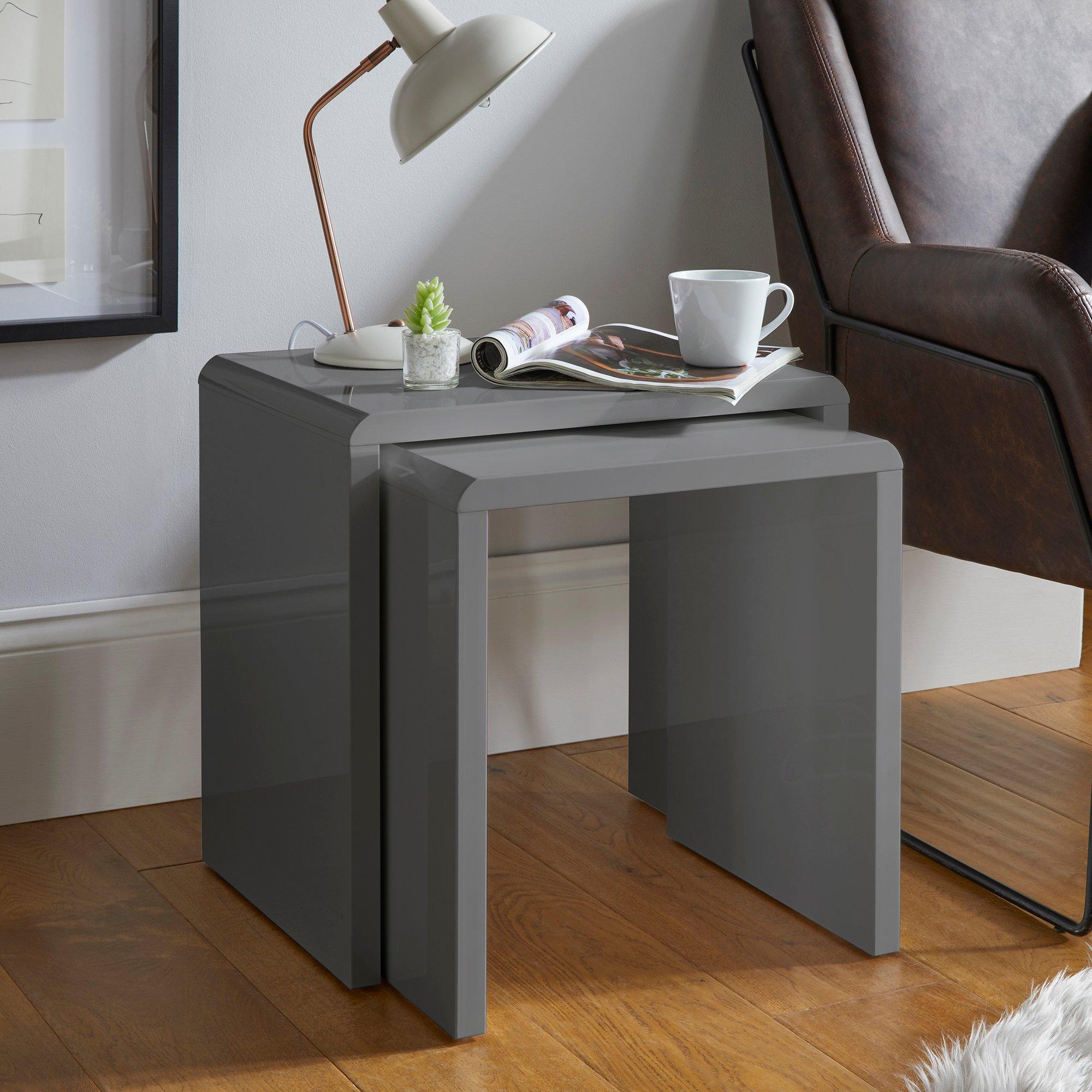 High Gloss Stackable Nest of 2 Tables