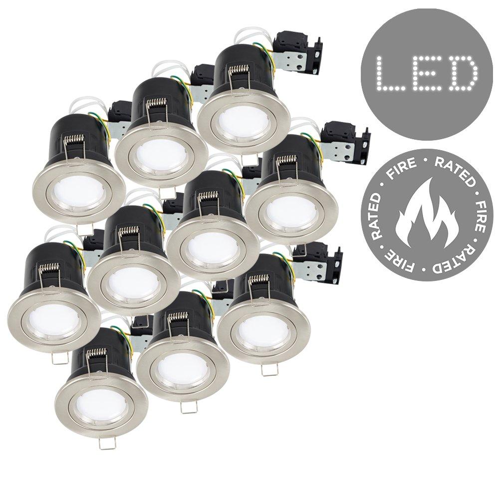 Fire Rated Downlight Twist Lock Pack of 10 Silver Ceiling Downlights