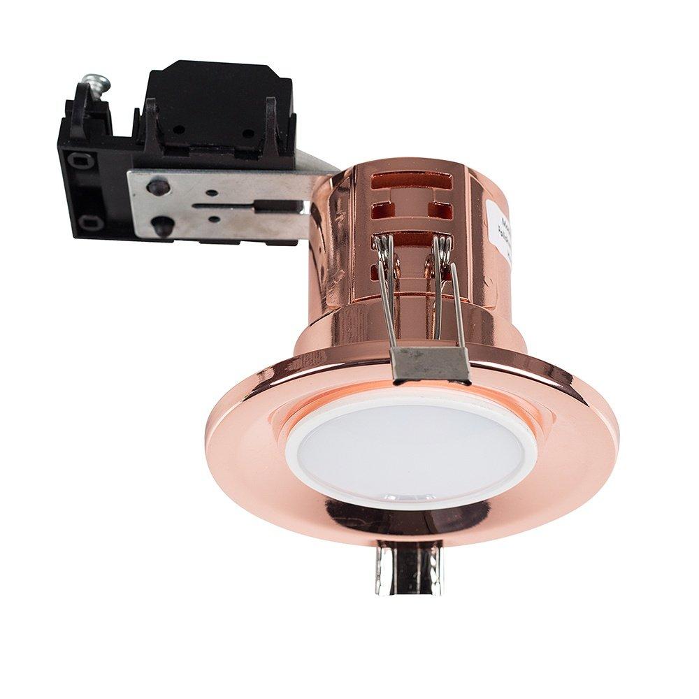 Pack of 6 - Modern Fire Rated Copper Effect GU10 Recessed Ceiling Downlights Spotlights With Warm Wh