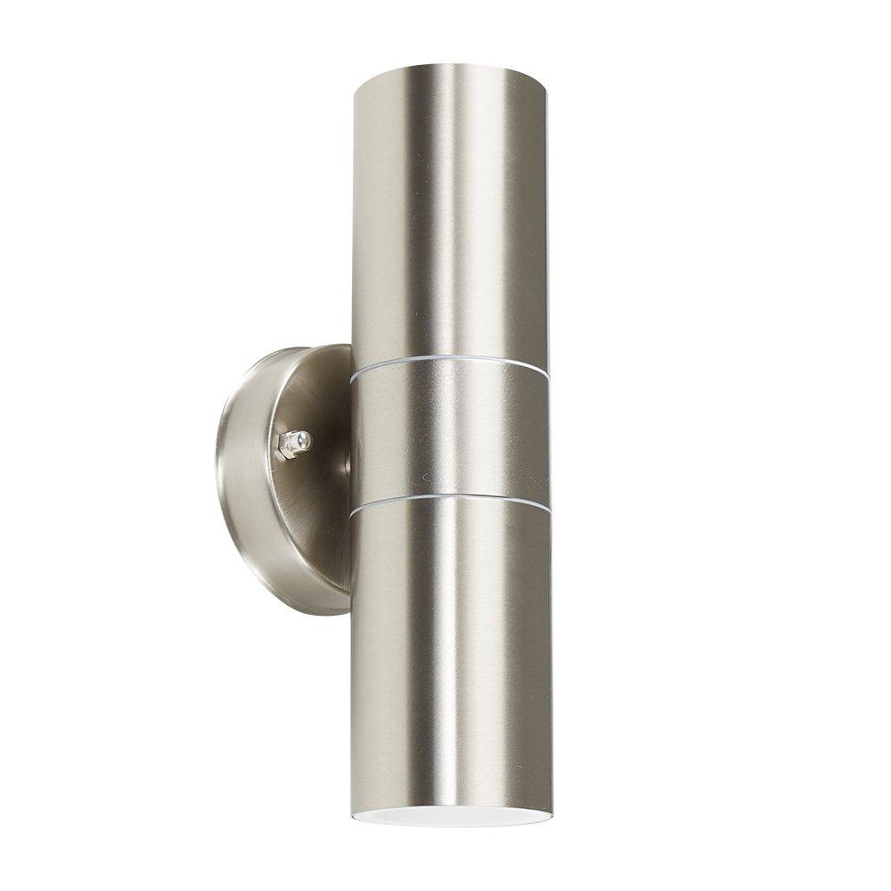 IP44 Outdoor Up/Down Wall Light in Brushed Chrome