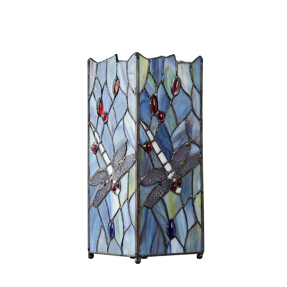 Tiffany Multi-Coloured Dragonfly Square Table Lamp