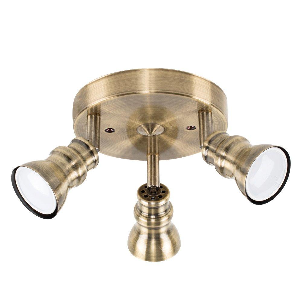 Traditional 3-Way Round Spotlight in Antique Brass
