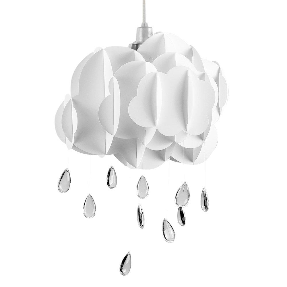 Childrens Cloud and Raindrop Pendant Shade in White