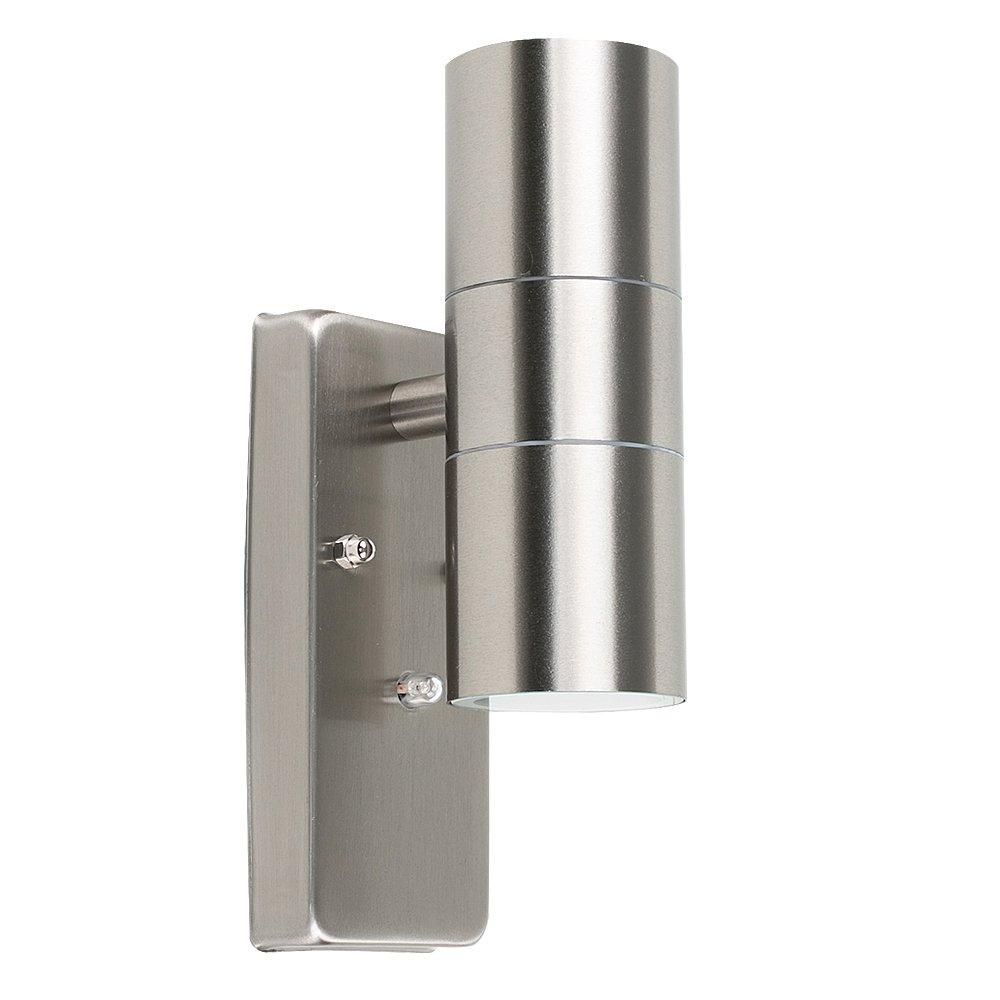 IP44 Dusk &#x27;til Dawn Up/Down Wall Light in Brushed Chrome