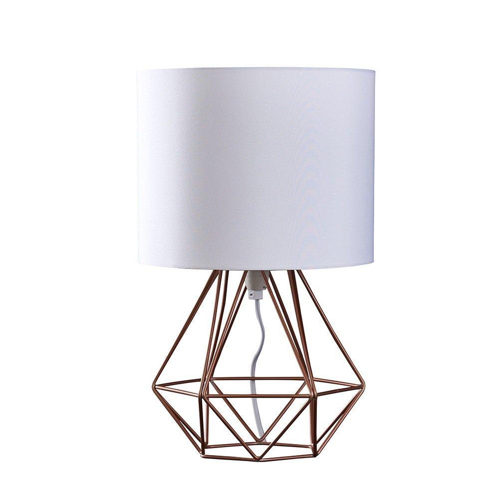 Angus Copper Geometric Table Lamp With White Shade