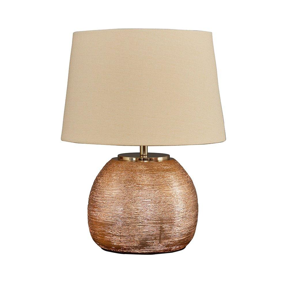 Krista Copper Combed Base Table Lamp with Cream Shade