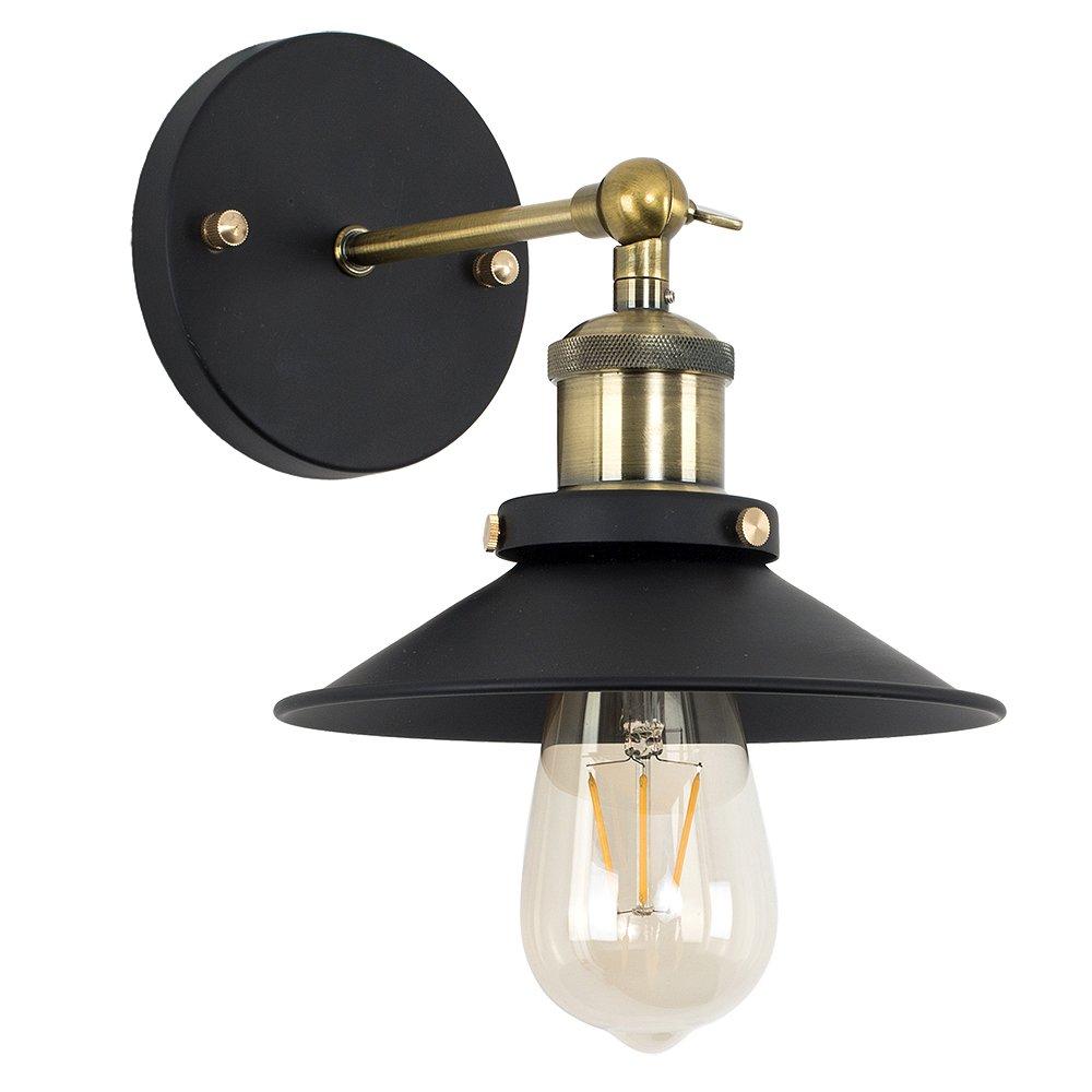 Colonial Steampunk Wall Light in Black and Antique Brass