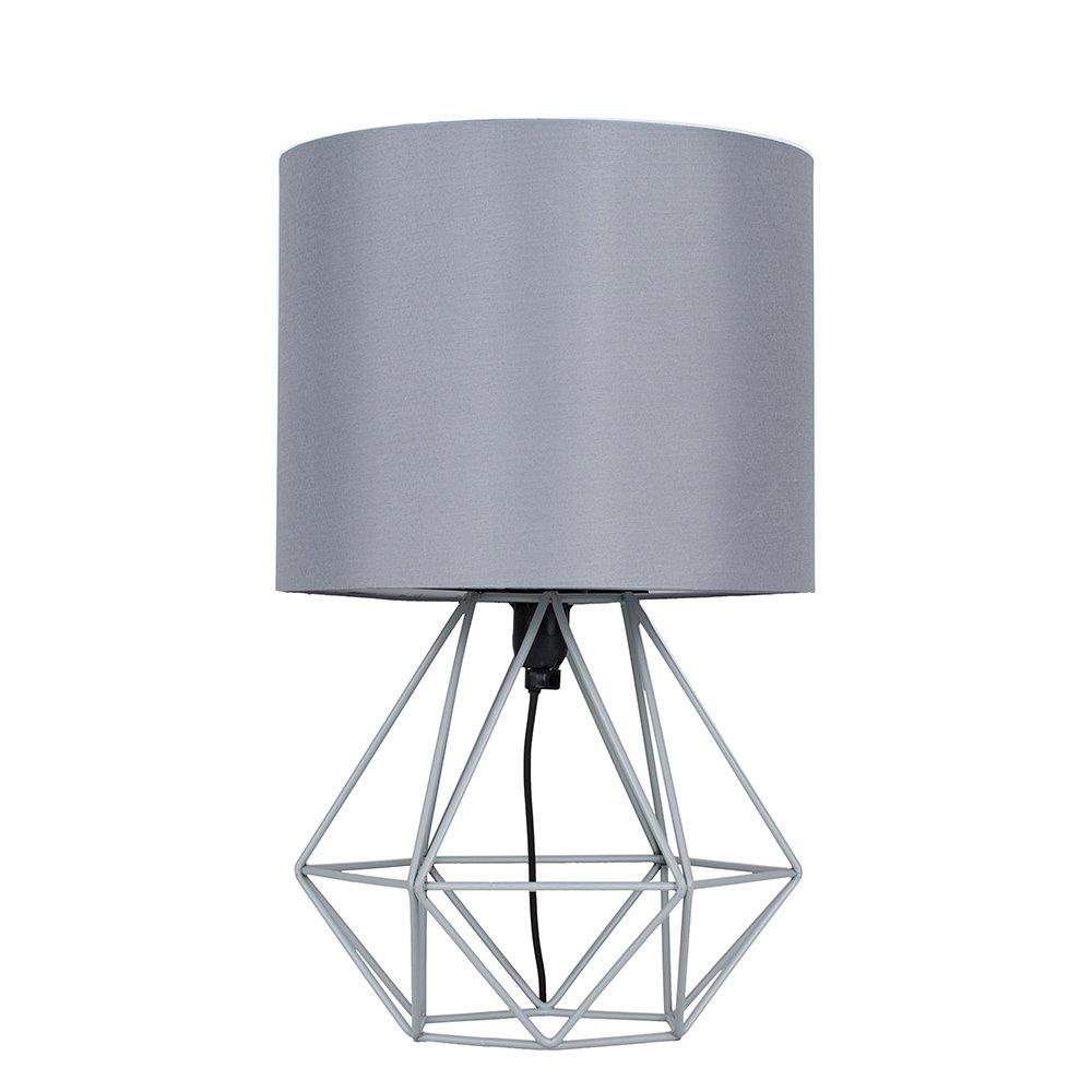 Angus Geometric Grey Table Lamp with Grey Shade