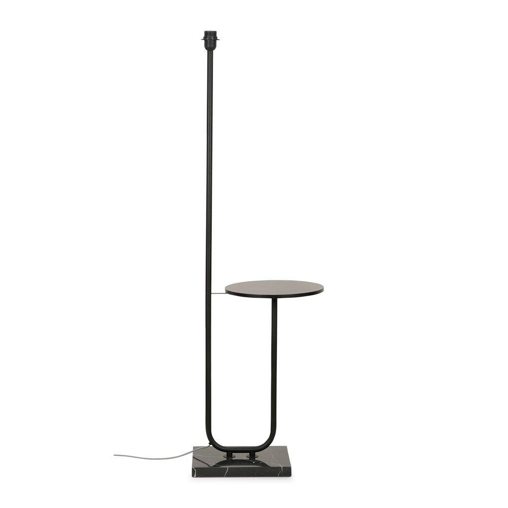 Tavel Black & Marble Floor Lamp Base With Built In Side Table