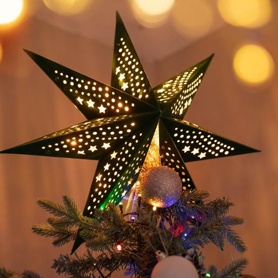 ValueLights Christmas 45cm Green Velvet Star Plug In Lit Tree Topper Or Wall Light 1