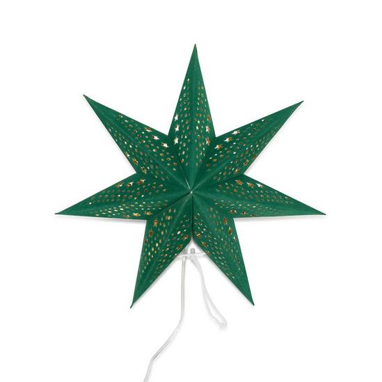 ValueLights Christmas 45cm Green Velvet Star Plug In Lit Tree Topper Or Wall Light 2