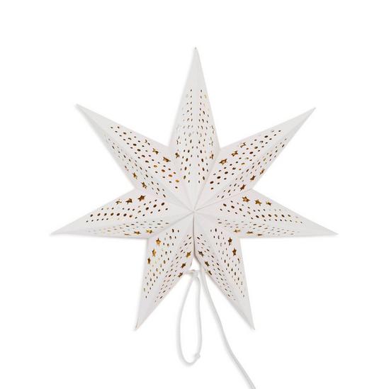 ValueLights Christmas 45cm White Velvet Star Plug In Lit Tree Topper Or Wall Light 4
