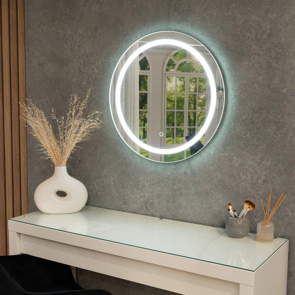 Bathroom Mirrors Silver Bathroom Illuminated MirrorTouch On/Off Dimmable
