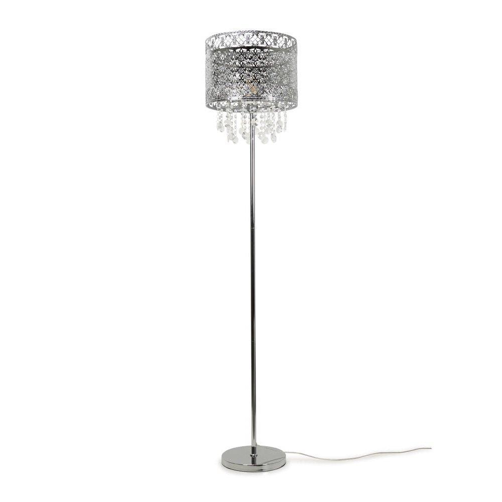 Enna Silver Moroccan Floor Lamp With Acrylic Jewel Droplets