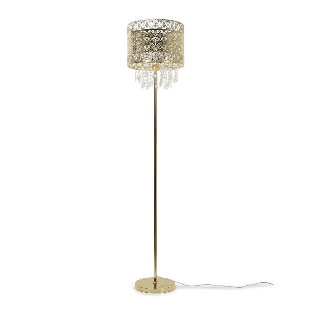 Enna Gold Moroccan Floor Lamp With Acrylic Jewel Droplets