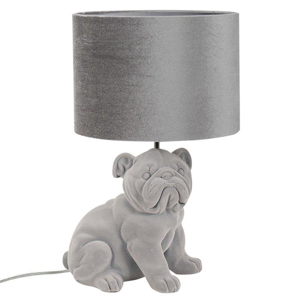 Billy Grey Velvet Bulldog Table Lamp