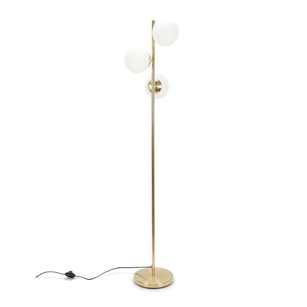 Jas Modern Gold Floor Lamp With Frosted Glass Globe Shades