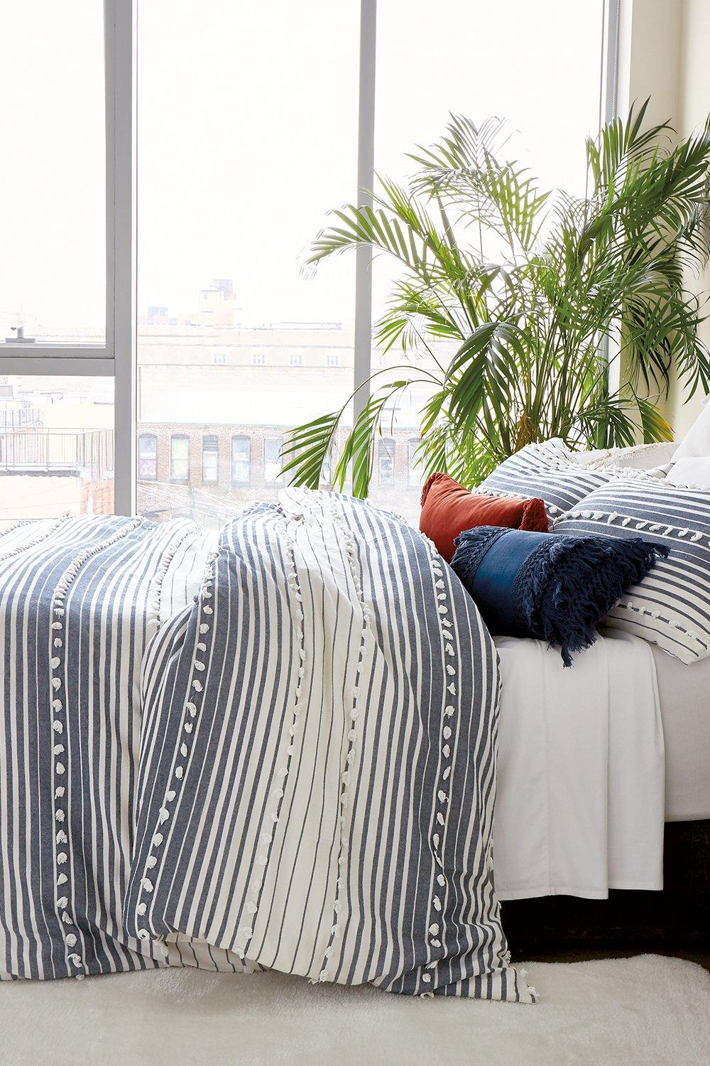 'Yarn Dyed Tufted Stripe' Cotton Duvet Cover
