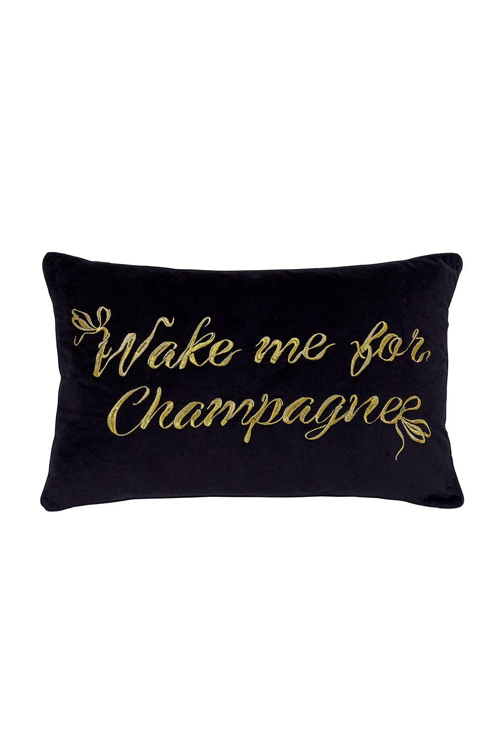 'Wake Me For Champagne' Cotton Velvet Cushion
