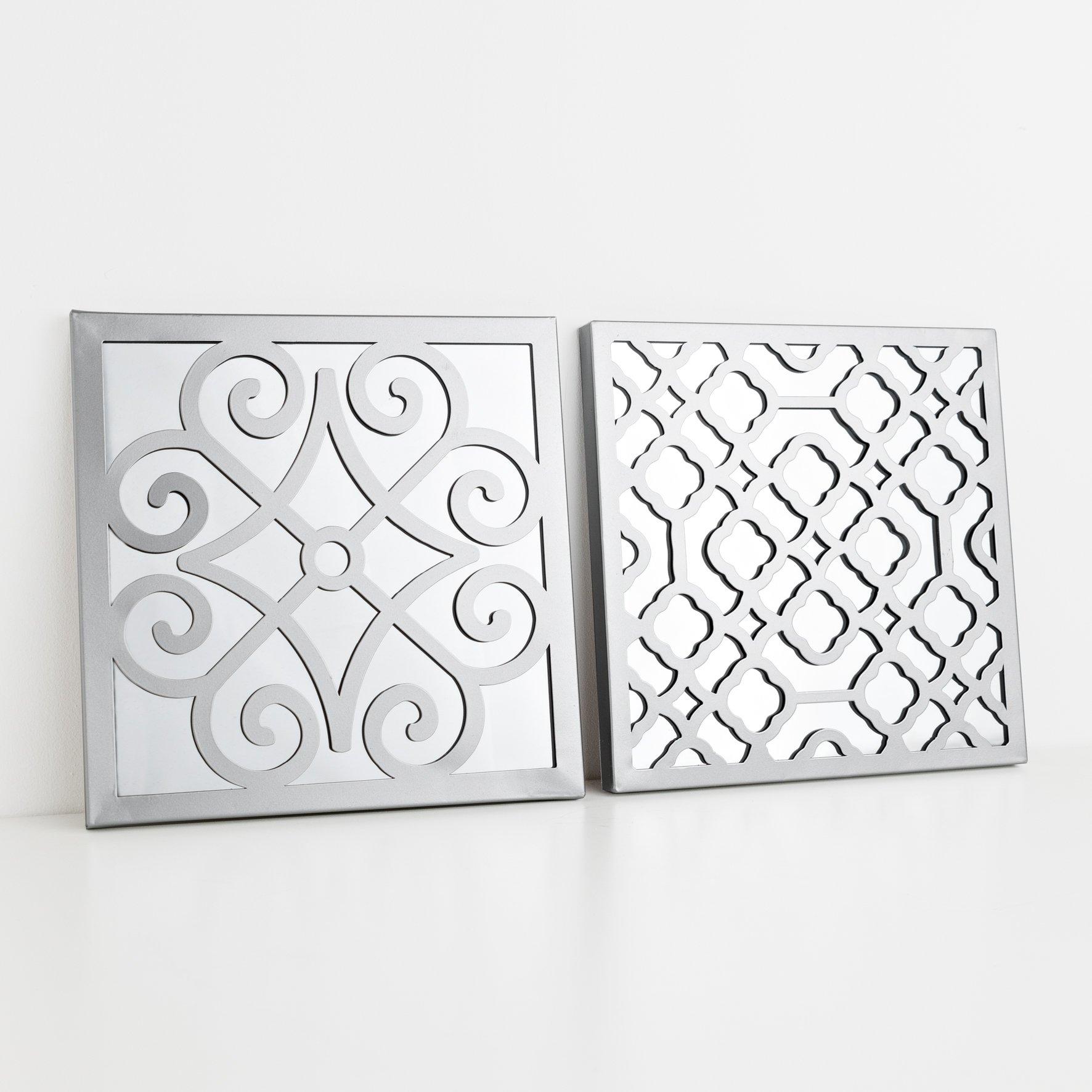 Set of 2 Mirror Wall Plaques 25cm