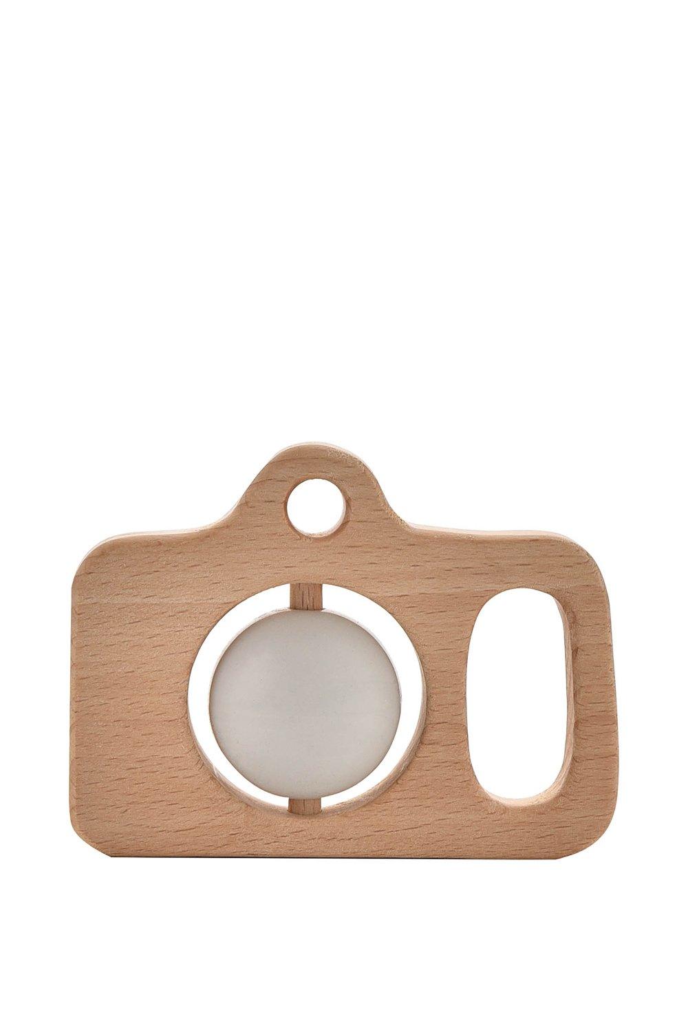 Wood & Silicone Camera Teether Natural