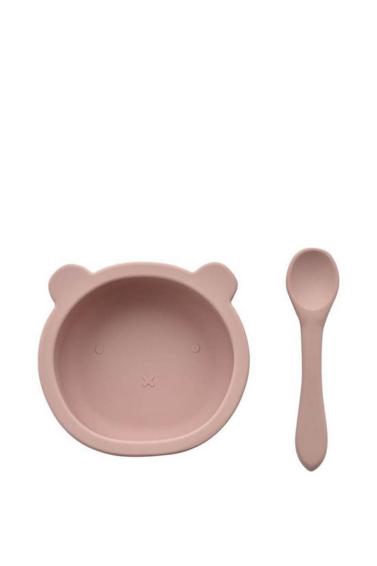 Bambino by Juliana Silicone Feeding Set Bib Bowl & Spoon Pink 4
