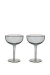 Hestia Set of 2 Grey Cocktail Glasses with Gold Rim thumbnail 1