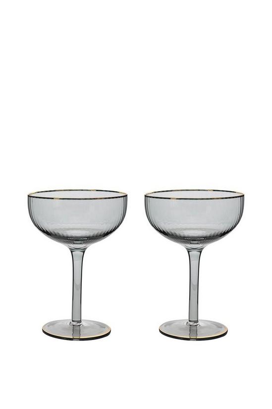 Hestia Set of 2 Grey Cocktail Glasses with Gold Rim 1