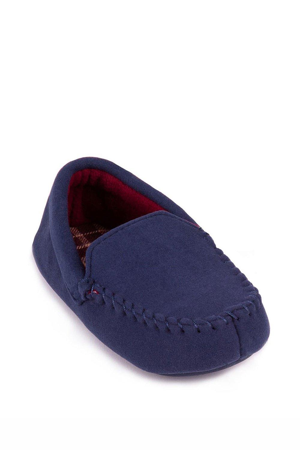 Moccasin Slipper with Contrast Check Lining